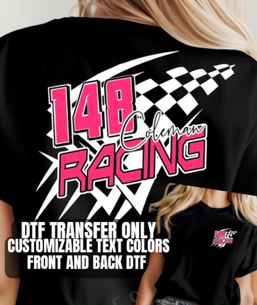 Pink Racing Design DTF Transfer: Personalized Motocross Track (12x14 ...
