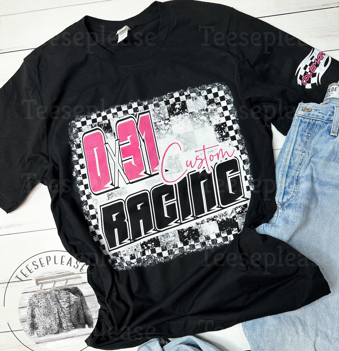 Race Tshirt Front and Sleeve Personalized Design Black Unisex Tshirt ...