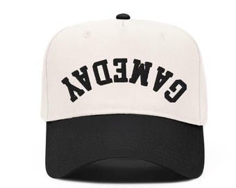Gorra de papá GAMEDAY: gorra bordada al revés en color natural y negro