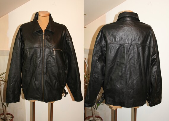 Men's Black Leather Jacket/ Rebel Vintage 1990s,