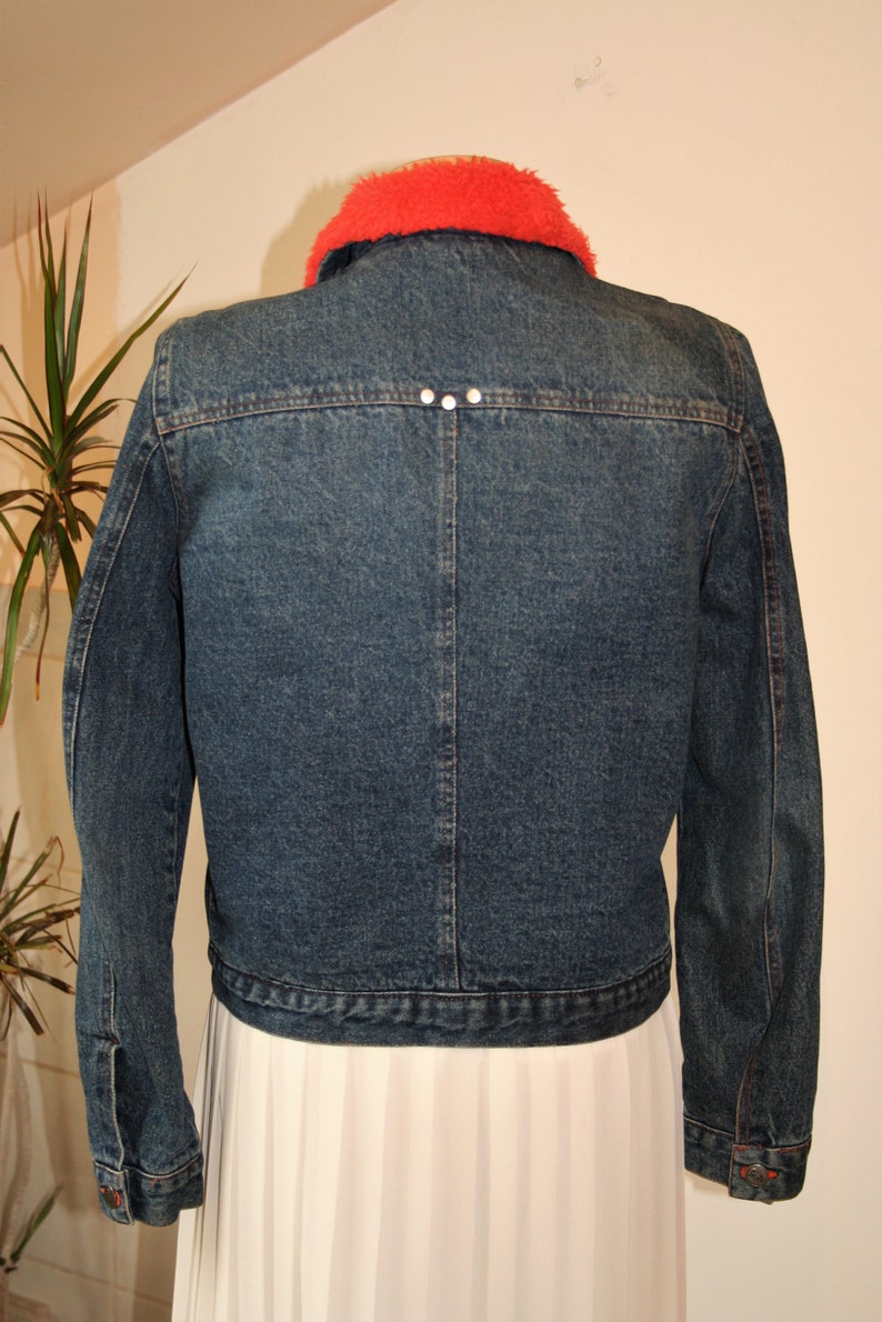 Download Vintage 90s Fur Lined Mock Denim Jacket/ ONLY/ Style: | Etsy