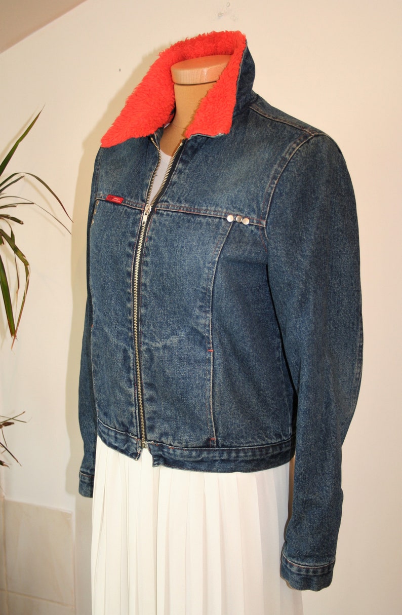 Download Vintage 90s Fur Lined Mock Denim Jacket/ ONLY/ Style: | Etsy