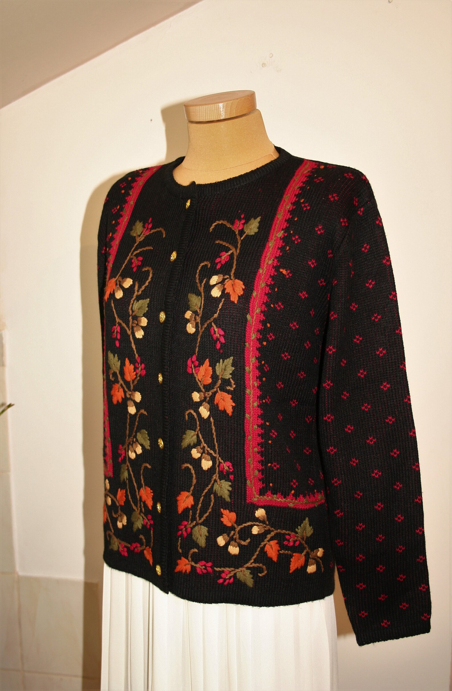 Vintage women's cardigan by Damart black knit | Etsy