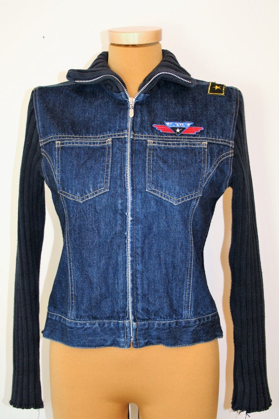 fitted military denim jacket