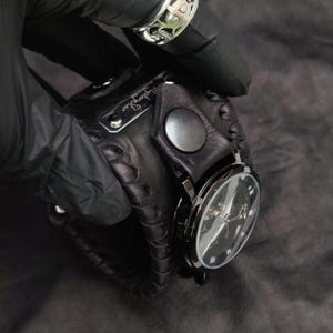 Black Leather Dragon Watch Wrist band Bracelet