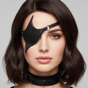 Unique Shape Leather Eye Patch Dragon Emboss