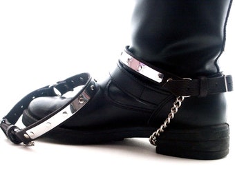 Pair Stainless Steel Boot Straps Chain Punk Gothic Biker Accessory