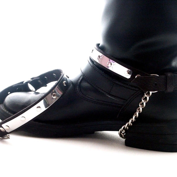 Pair Stainless Steel Boot Straps Chain Punk Gothic Biker Accessory