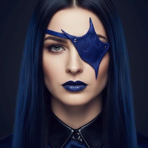Original Design Leather Eye Patch Royal Blue Emboss