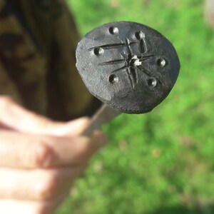 Hand forged nail with custom and individual ornament, black Iron image 4