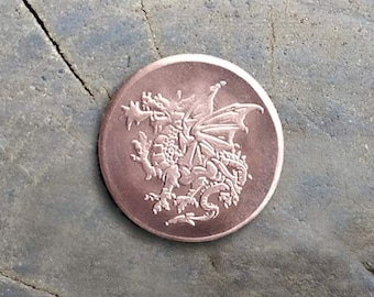 Coin, token Dragon + latvian signs, choice your coin reverse, handmade minting coin, custom coin, copper souvenir coin