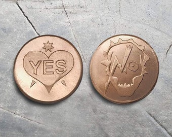 Yes or No Coin, token, handmade minting coin, divination coin, copper souvenir coin