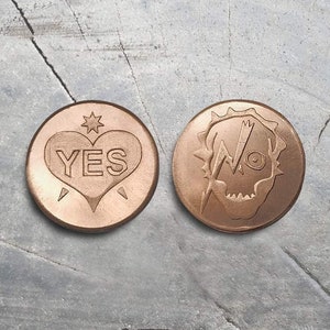 Yes or No Coin, token, handmade minting coin, divination coin, copper souvenir coin