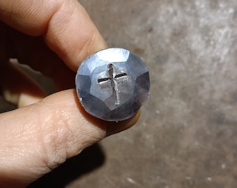 Hand forged nail with cross, shank ~10x10mm, black Iron