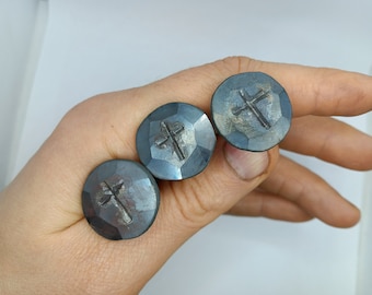 Hand forged nail with cross, shank ~7x7mm, black Iron