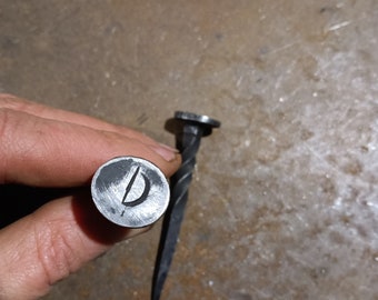 Forged pipe tamper with your initials or not, hand made, head 20mm