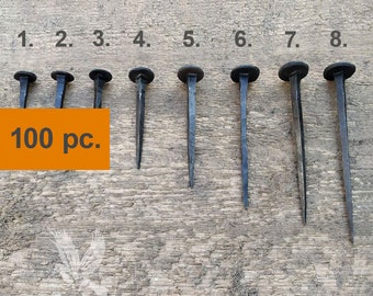 100 pc. Hand Forged Iron Nails Different Sizes, black Iron