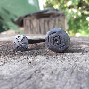 Hand forged nail with custom and individual ornament, black Iron image 7