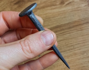 Hand forged nail, Round shank and head, hand made