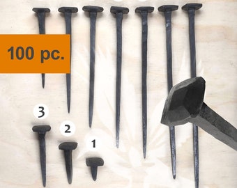 100 pc. Square Hand Forged Iron Nails Different Sizes, black Iron