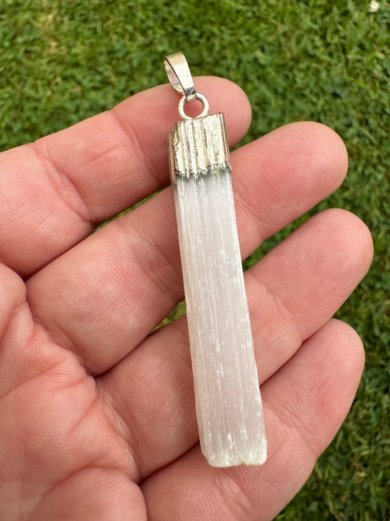 Handmade Sterling Silver 925 Selenite Magical Wand Pendant Witchy Jewellery Fortune Teller Vintage Necklace Natural Crystals Pagan Etsy Australia