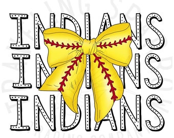 Custom Indians Mascot Softball PNG: School Spirit Design (Digital Download)
