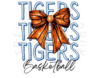 Tigers Basketball Mascot PNG: School Spirit Bow (Digital Download)