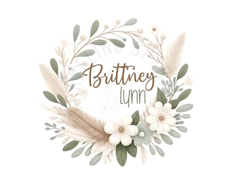 Personalized Name PNG | Custom First & Middle Name Design | Floral Name PNG | Digital Download