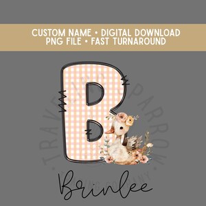 Custom Easter Initial PNG | Duck Gingham Letter Design, Personalized Easter Shirt PNG, Spring Alphabet, Nursery Name Art
