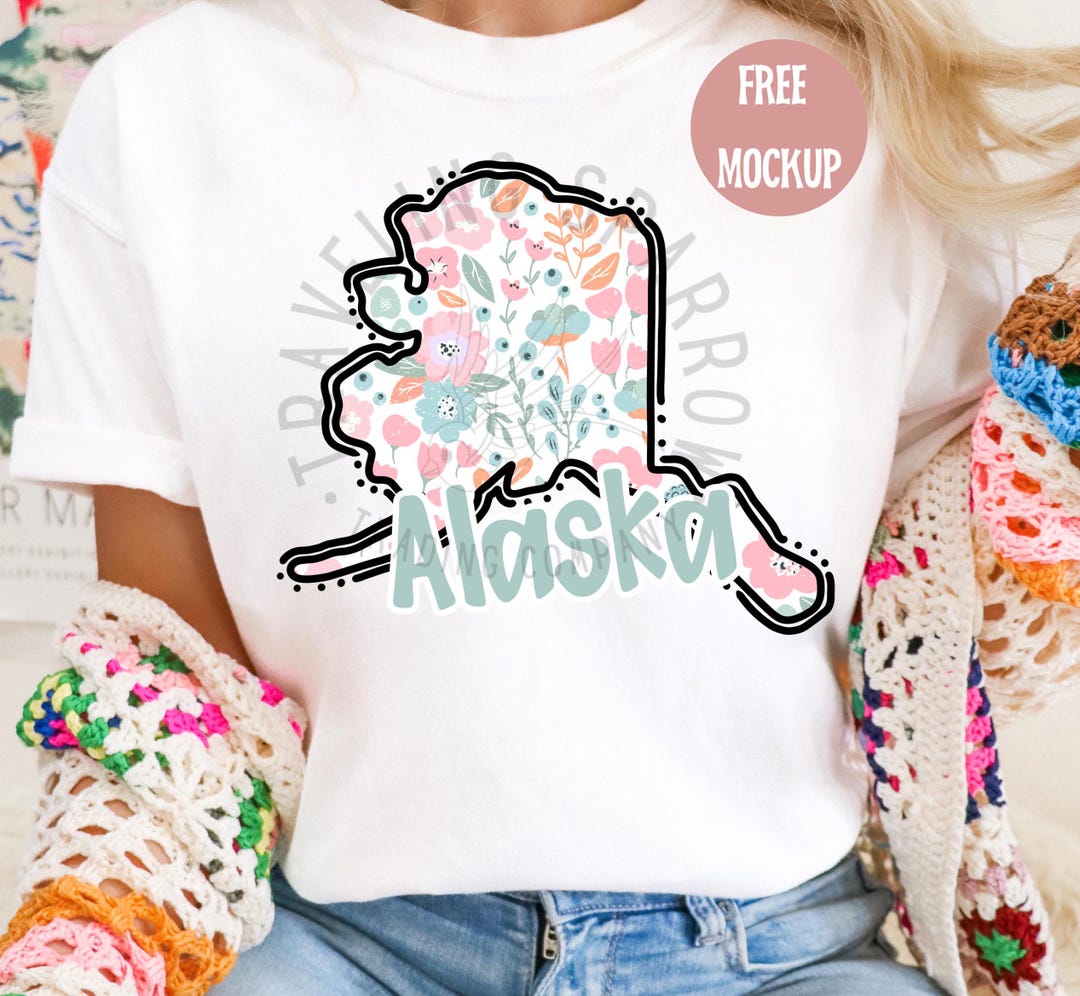 Alaska Floral State Monogram | Scalloped Summer Design (digital ...