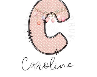Easter Egg Monogram Letter - Polka Dot Initial (Digital Download)