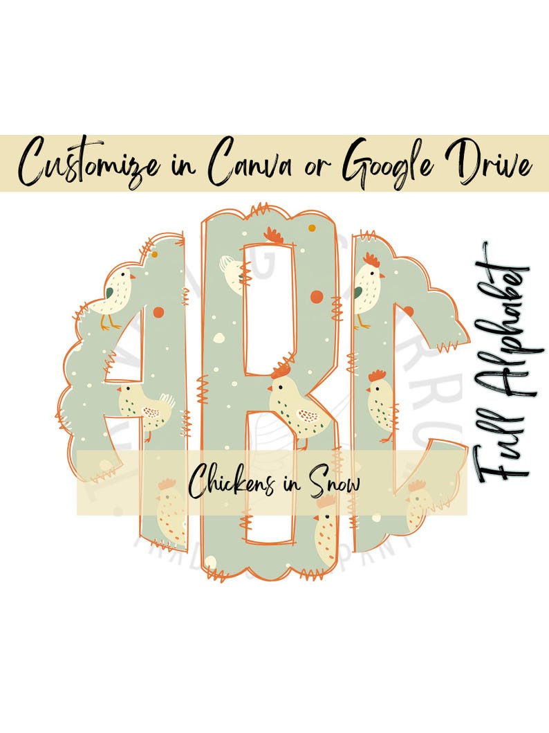 Scalloped Chicken Monogram PNG: Custom Alphabet Design (digital ...