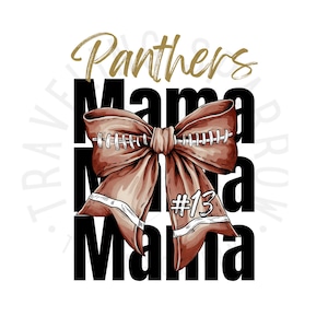 Custom Panther Mama Mascot Football PNG, School Spirit, Digital Download, Instant Download, Sublimation Design, Trendy, Coquette Bow, Preppy