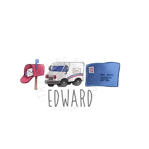 Custom Mail Carrier Name PNG | USPS Themed Sublimation Design | Personalized Postal Truck Digital Download | Free Mockup Included