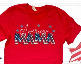 Mamá Americana Patriótica PNG: Diseño del 4 de Julio (Descarga Digital)