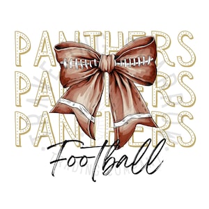 Custom Panthers Football PNG, School Spirit, Digital Download, Custom Mascot, Instant Download, Sublimation Design, Trendy PNG, Coquette Bow