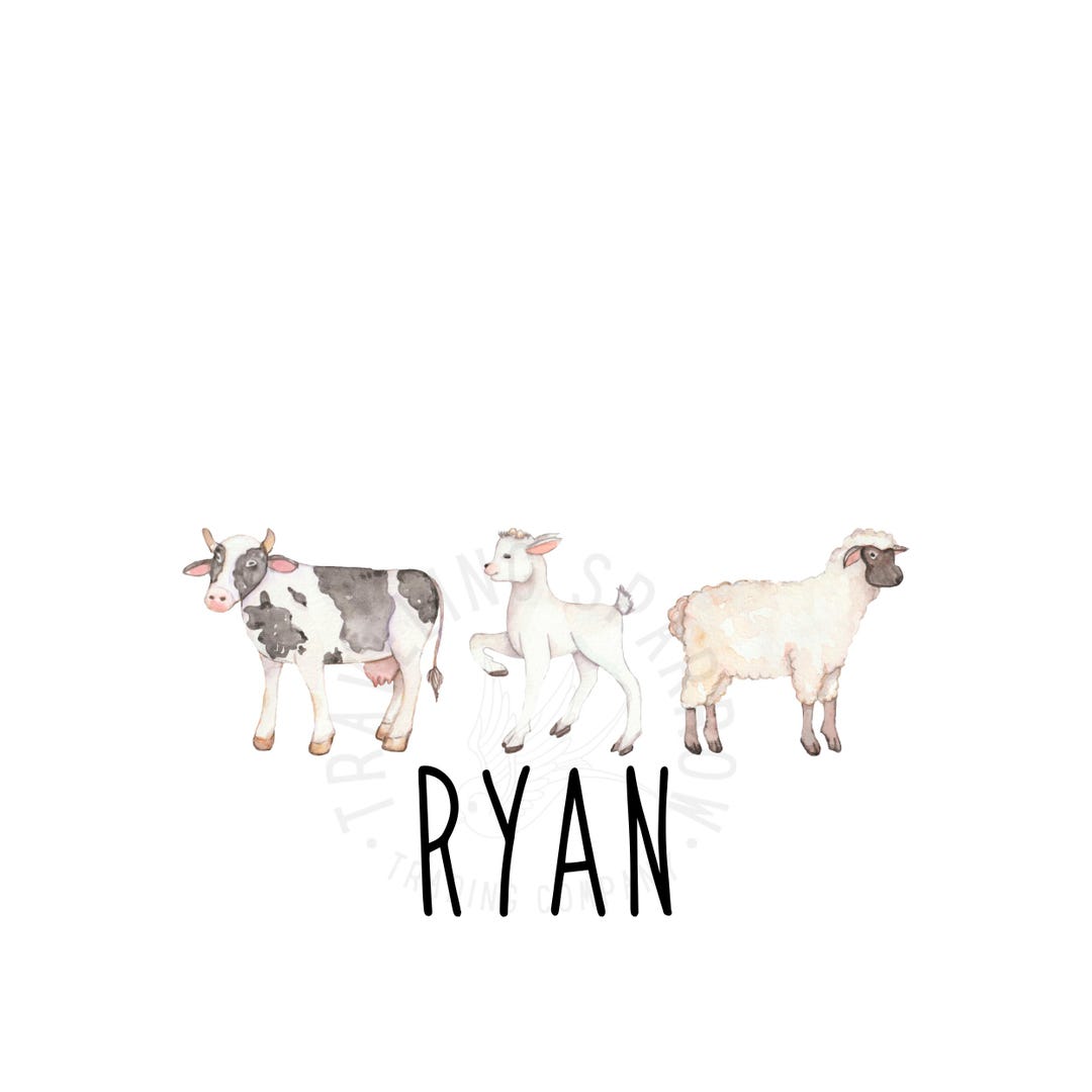 Watercolor Farm Animals PNG | Cow, Goat, Sheep Clipart (digital ...