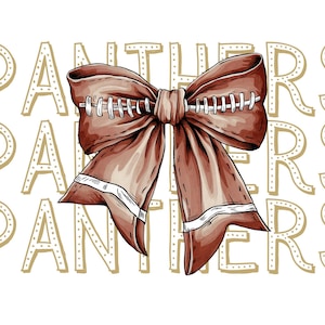 Custom Panthers Football PNG, School Spirit, Digital Download, Custom Mascot, Instant Download, Sublimation Design, Trendy PNG, Coquette Bow