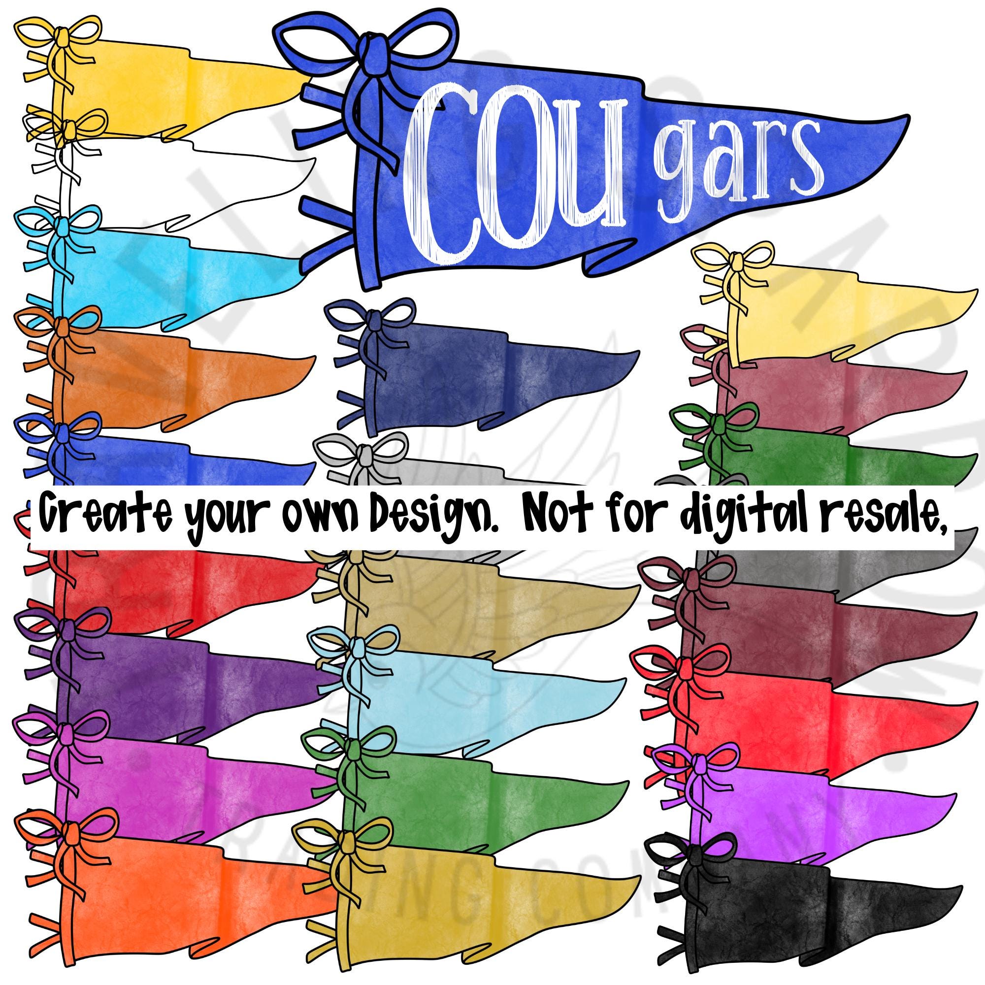 Editable Pennant Canva Template for School Spirit Designs | Digital Banner Clipart | Sublimation PNG for DIY Shirt & Sports Graphics