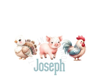 PNG de animales de granja personalizados / Diseño de nombre personalizado / PNG de pollo, cerdo y gallo / Descarga digital