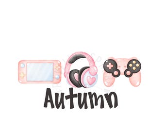 Custom Name Gamer PNG | Pink Gaming Sublimation Design (Digital Download)