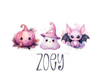 Pastel Halloween Ghost Bat Pumpkin PNG | Kawaii Spooky Sublimation