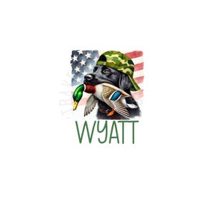 Patriotic Hunting Dog PNG | Duck Hunter Sublimation Design | American Flag Labrador Clipart