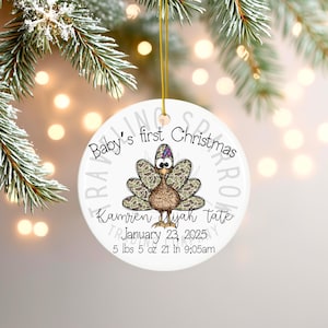 Baby&#39;s First Christmas Ornament | Thanksgiving Turkey Birth Stats (Digital File)
