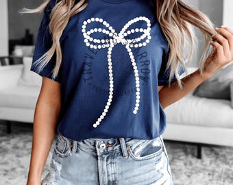 White Pearl Bow Digital Design | Coquette PNG | Trendy Sublimation | Boutique Shirt Design | Instant Download