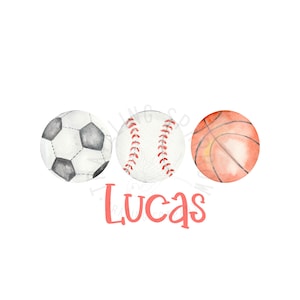 Boys Sports Ball PNG | Soccer Baseball Basketball Clipart | Sports Theme Digital Download for Kids Shirts & Room Decor