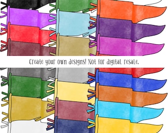 Wavy Pennant PNG Clipart: 24 Colors for School Spirit (Digital Design Asset)