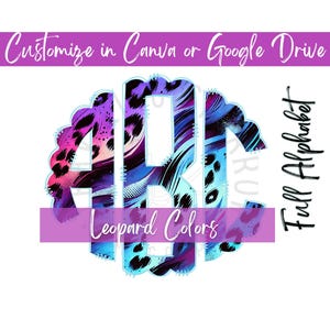 Scalloped Leopard Monogram PNG, Editable Canva Alphabet (Digital Download)