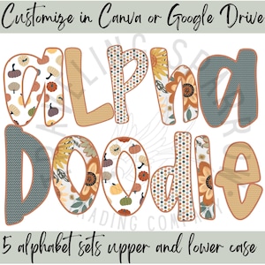 Fall Alphabet Doodle Letters PNG, Hand Drawn Doodle Alpha Bundle, Fall Design Sublimation Font,  Fall Doodle Alphabet Bundle, Canva Template
