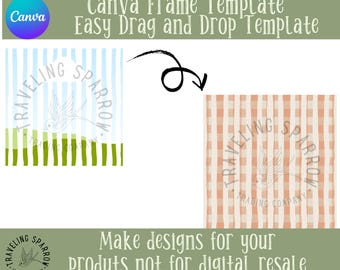 Striped Canva Frame Template: Drag & Drop Mockup Design (Digital Download